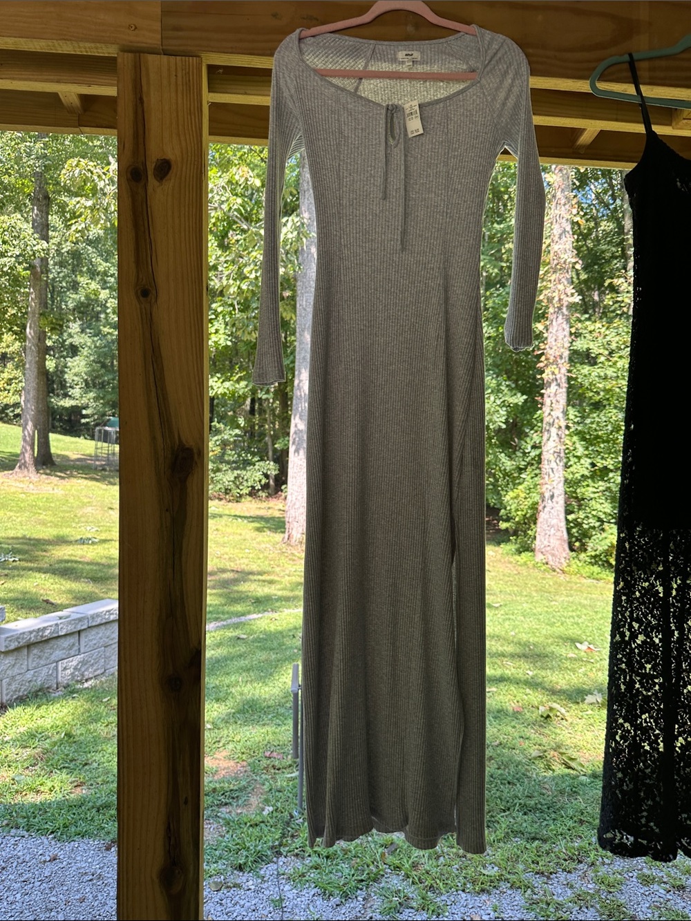 American Eagle Outfitters Light Gray Ribbed Maxi Dress NWT